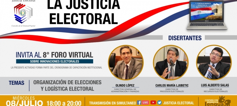 Octavo Foro virtual de la Justicia Electoral será sobre organización de elecciones 