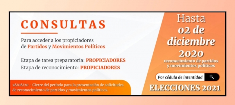 Servicio de consulta de proponentes de nuevas agrupaciones políticas sigue en línea para la ciudadanía