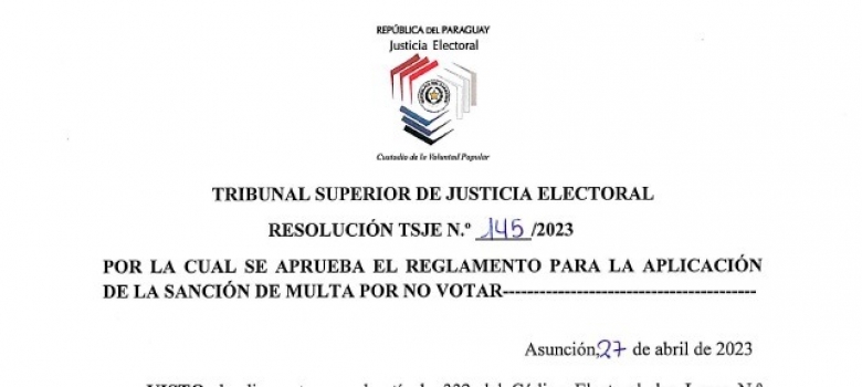 TSJE aprueba reglamento para aplicación de multas por no votar