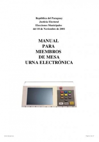 Libro Manual para Miembros de Mesa Urna Electrónica Elecciones Municipales 2001
