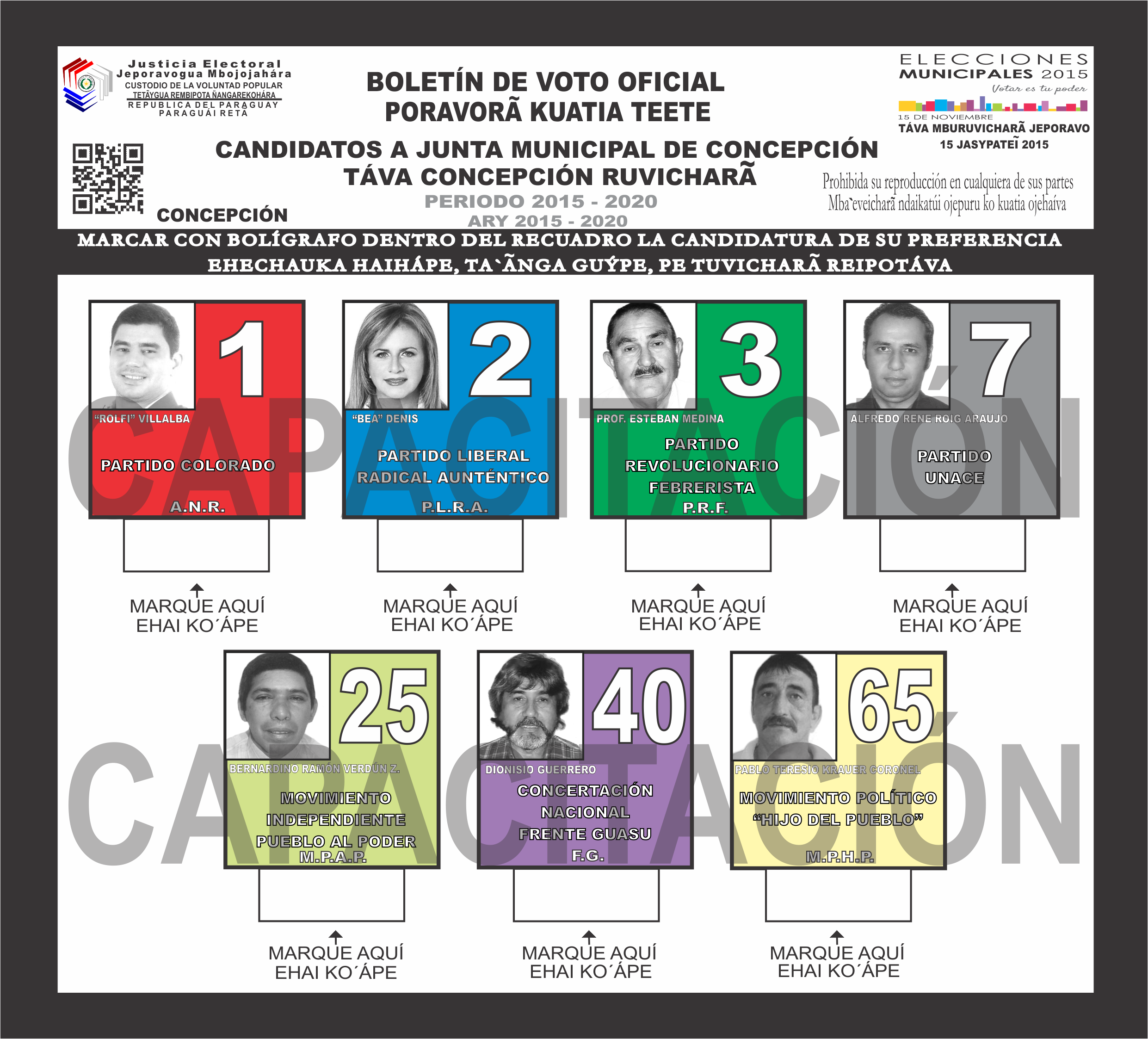 Boletines de voto del Distrito Concepcón del departamento 1 - Concepcón- Junta Miunicipal
